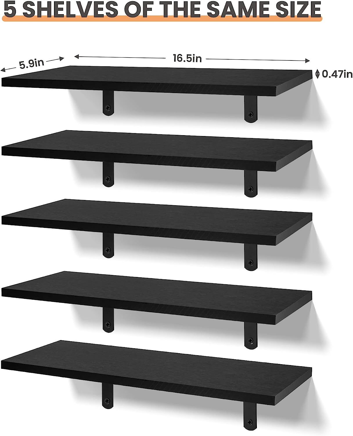 Floating Shelves for Wall Decor Storage, Dark Brown Wall Mounted Shelves, Sturdy Small Wood Shelves Hanging for Bedroom, Living Room, Bathroom, Kitchen, Corner, Book Shelves, Storage Shelves -Set of 5 Floating Shelves for Wall Decor Storage, Dark Brown Wall Mounted Shelves, Sturdy Small Wood Shelves Hanging for Bedroom, Living Room, Bathroom, Kitchen, Corner, Book Shelves, Storage Shelves -Set of 5